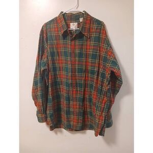 Vintage viyella mens 2xl cotton wool classic tartan plaid red green shirt